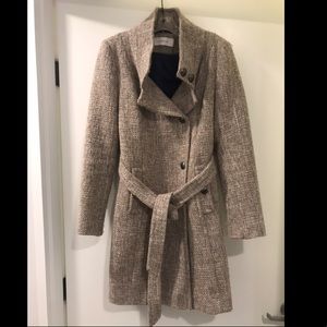 T Tahari jacket coat tweed tan 8